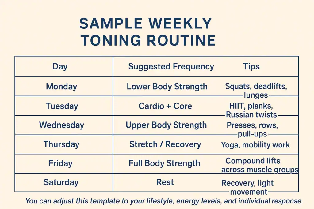 Achieving the Perfect Tone: How Often Should You Exercise for Results? 4 Weekly exercise Witley plan graphic
