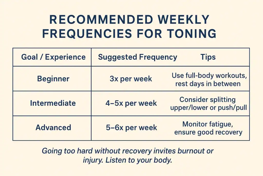 Achieving the Perfect Tone: How Often Should You Exercise for Results? 2 Graphic to show how often you should do exercise to help with toning Witley